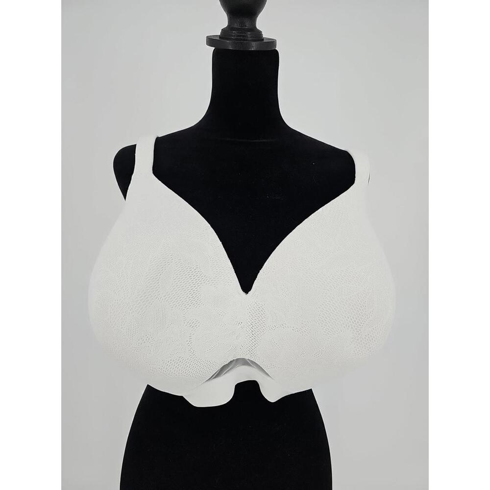 Cacique Comfort Bliss Lightly Lined No-Wire‎ Bra White Lace 50D